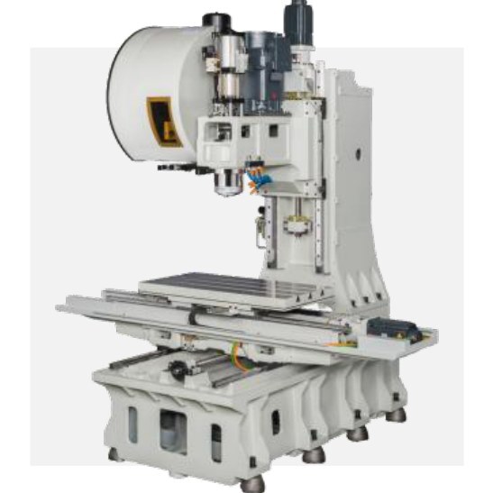 Cut-away style picture of a vertical machining centre column, saddle and base on a white background