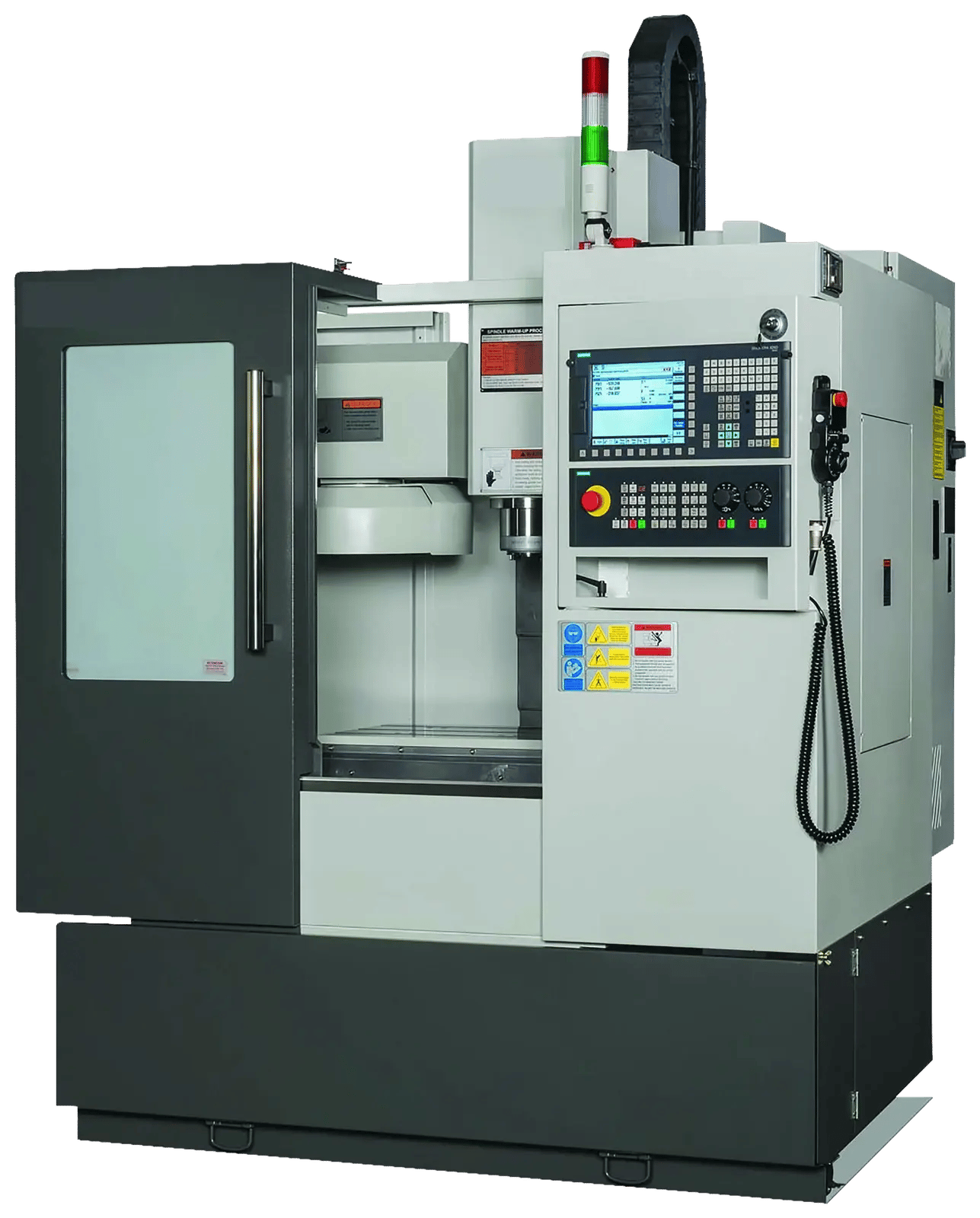 King Rich KR-ME500 CNC vertical machining centre with a dark guard door and the Fanuc control panel on the right